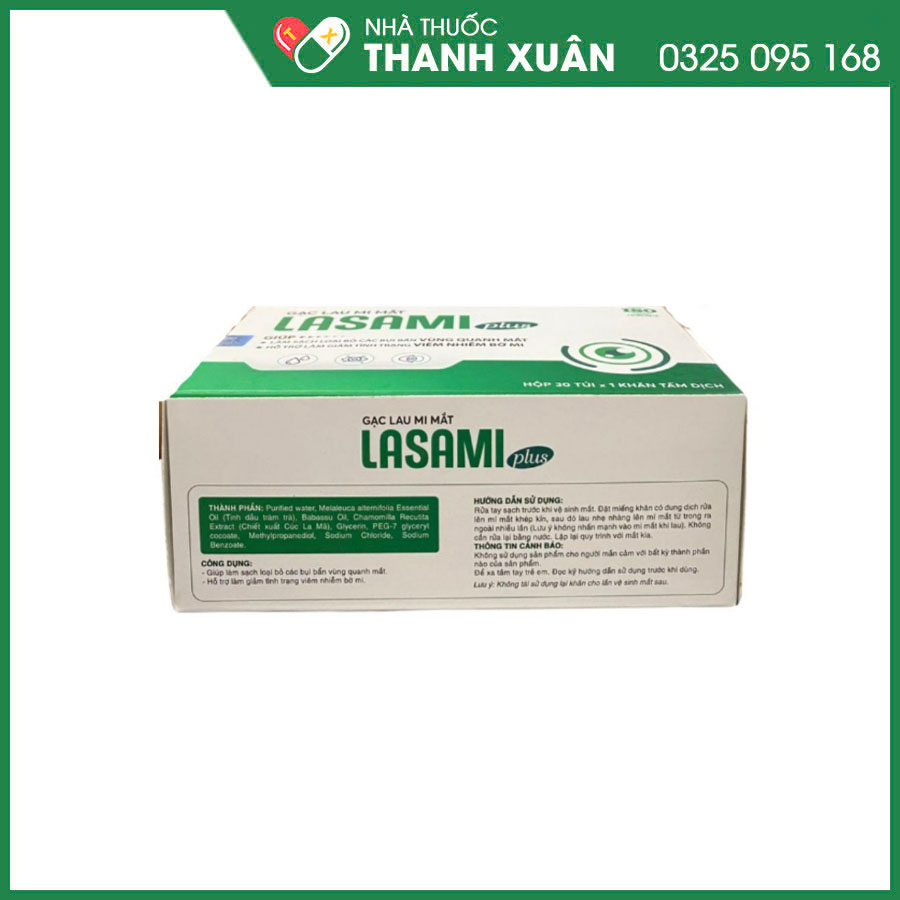 Lasami Plus giúp ức chế sự phát triển của vi khuẩn Demodex, giúp làm giảm tình trạng viêm nhiễm bờ mi, vệ sinh mắt và dưỡng ẩm, kháng khuẩn vùng da quanh mắt
